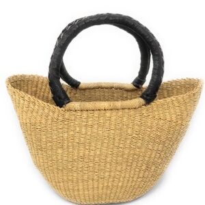 BOLGA HANDWOVEN PETITE WING SHOPPER TOTE WITH BLACK LEATHER HANDLES
